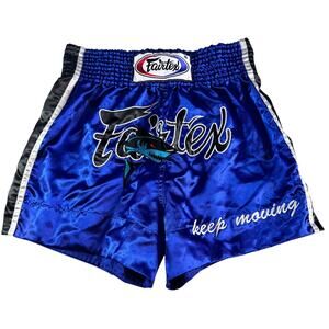 Fairtex Muay Thai Shorts XXL Blue Satin Boxing Kickboxing Trunks Thailand